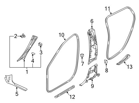 2018 Infiniti QX30 Garnish Assy-Front Pillar,RH Diagram for 76911-HW00A