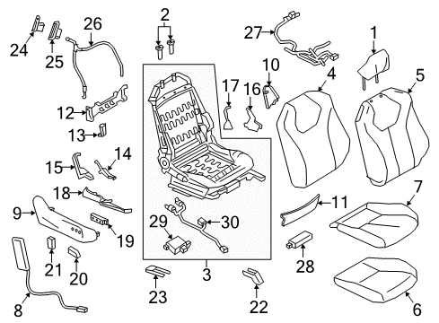 2020 Infiniti Q60 Passenger Seat Components Diagram