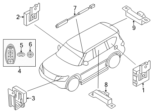 2013 Infiniti QX56 Battery-Entry Card Diagram for B8599-C2025