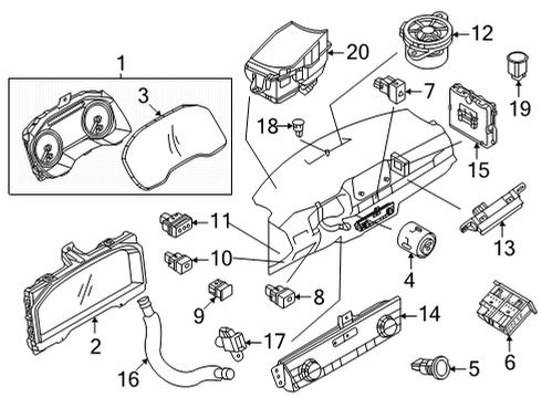 2022 Infiniti QX60 Switch Assy-Illumination Lamp Diagram for 25980-6RA0A