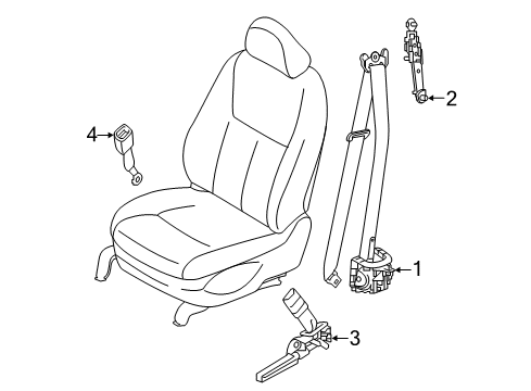 2022 Infiniti Q50 Belt Assembly-Tongue, PRETENSION FRT RH Diagram for 86884-6HN0E