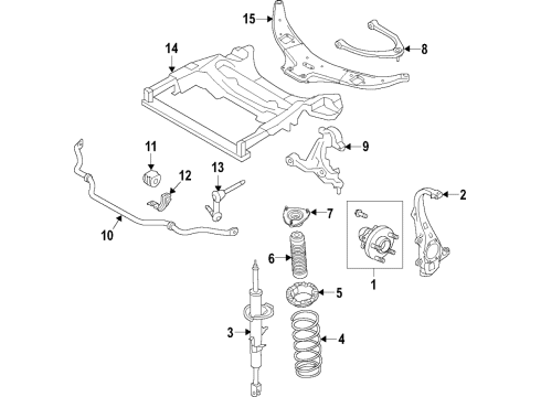 2020 Infiniti Q60 Front Suspension Components, Lower Control Arm, Upper Control Arm, Stabilizer Bar Diagram 4