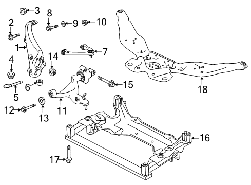 2020 Infiniti Q60 Front Suspension Components, Lower Control Arm, Upper Control Arm, Stabilizer Bar Diagram 2