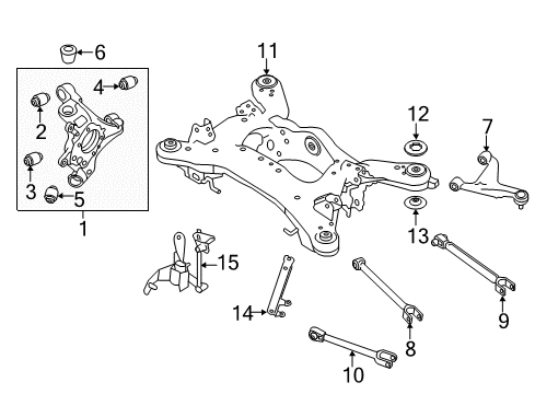 2022 Infiniti Q50 Suspension Components, Lower Control Arm, Upper Control Arm, Stabilizer Bar Diagram 1