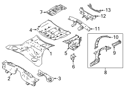 2022 Infiniti Q50 Rear Floor & Rails Diagram