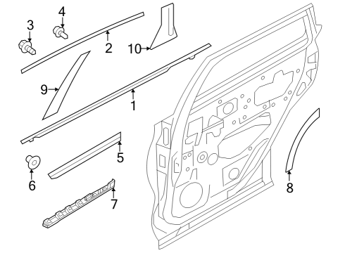 2024 Infiniti QX55 Exterior Trim - Rear Door Diagram