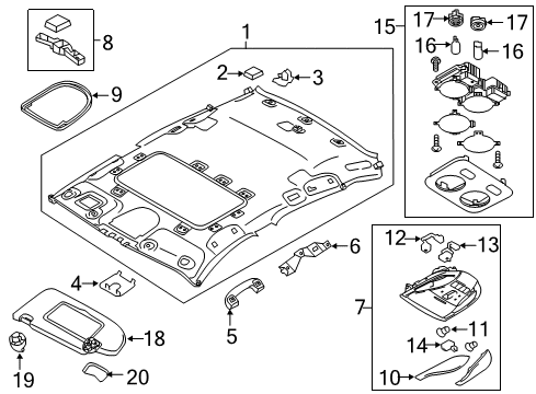 2019 Infiniti Q70 Headlining Assy Diagram for 73910-6AU6C