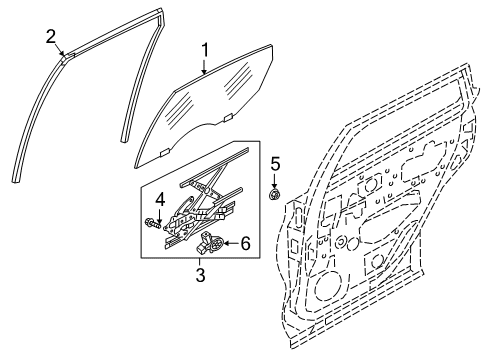 2020 Infiniti QX50 Rear Door - Glass & Hardware Diagram