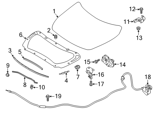 2022 Infiniti QX60 SECONDARY-HOOD LOCK CONTROL Diagram for 65670-6CA0A