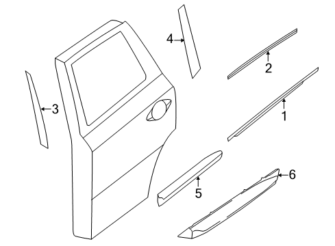 2020 Infiniti QX60 Exterior Trim - Rear Door Diagram