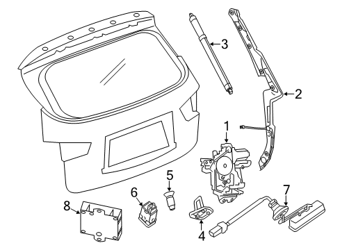 2020 Infiniti QX60 Lift Gate - Lock & Hardware Diagram