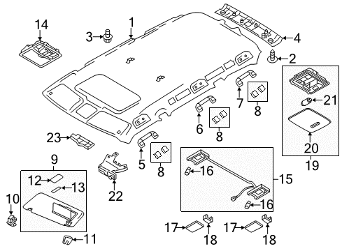 2021 Infiniti QX80 Interior Trim - Roof Diagram