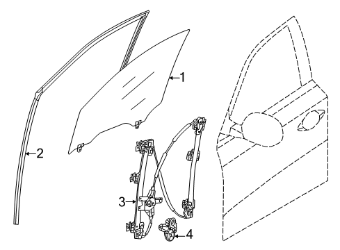 2020 Infiniti QX60 Front Door - Glass & Hardware Diagram