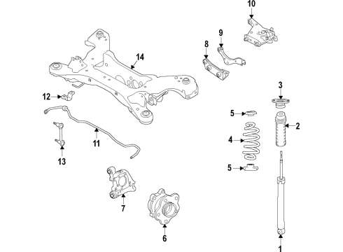 2021 Infiniti QX50 Rear Suspension Components, Lower Control Arm, Upper Control Arm, Ride Control, Stabilizer Bar Diagram 5