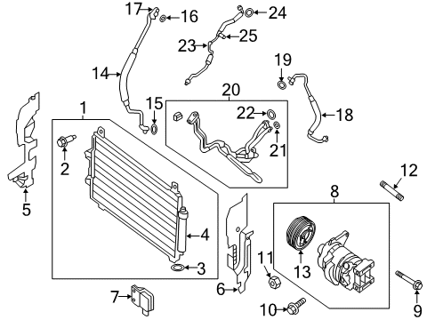 2014 Infiniti QX60 Condenser & Liquid Tank Assy Diagram for 92100-9PS0A