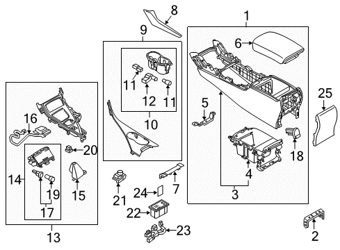 2020 Infiniti Q60 Center Console Diagram 1