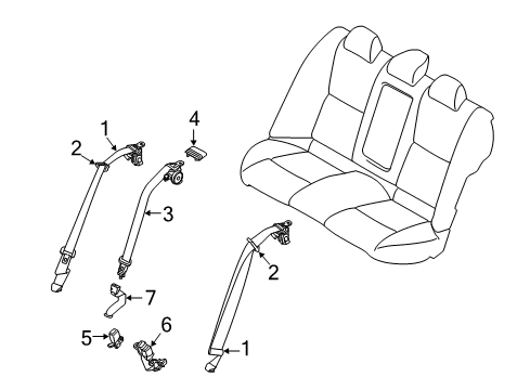 2021 Infiniti Q50 Belt Assy-Tongue,Rear Seat RH Diagram for 88844-6HF1C