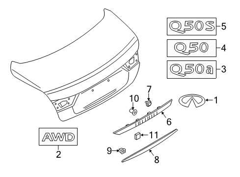 2022 Infiniti Q50 Exterior Trim - Trunk Diagram