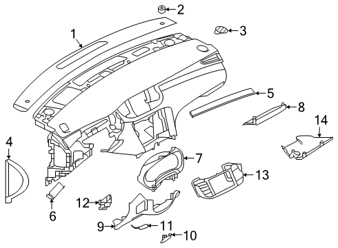 2020 Infiniti QX50 Cluster & Switches, Instrument Panel Diagram 3