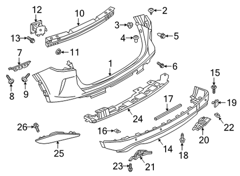 2022 Infiniti QX50 FASCIA KIT-REAR BUMPER Diagram for 85022-9CM0A