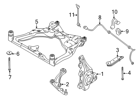 2020 Infiniti QX60 Front Suspension Components, Lower Control Arm, Ride Control, Stabilizer Bar Diagram 1