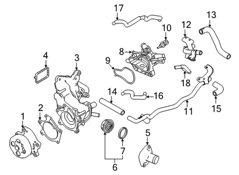 2022 Infiniti QX55 GSKT-WATER INLT Diagram for 13050-5NA0A