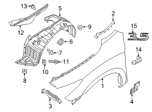 2020 Infiniti QX60 Fender & Components, Exterior Trim Diagram