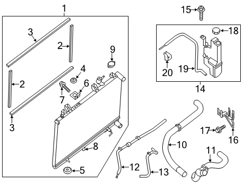 2020 Infiniti QX60 Radiator & Components Diagram