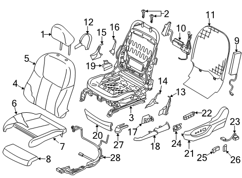 2022 Infiniti Q50 Frame Adj Assembly-Fr Seat RH Diagram for 87105-6HL2A