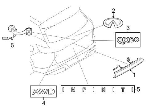 2022 Infiniti QX60 Exterior Trim - Lift Gate Diagram