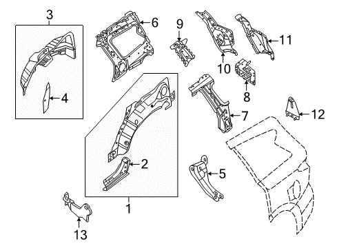 2020 Infiniti QX60 Inner Structure - Quarter Panel Diagram