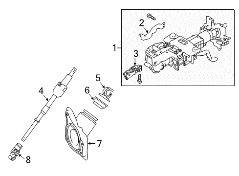 2020 Infiniti Q60 Steering Column & Wheel, Steering Gear & Linkage Diagram 5