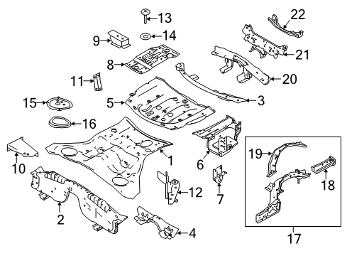 2020 Infiniti Q60 Rear Body - Floor & Rails Diagram