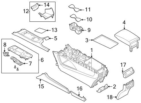 2023 Infiniti QX60 Front Console, Rear Console Diagram 1