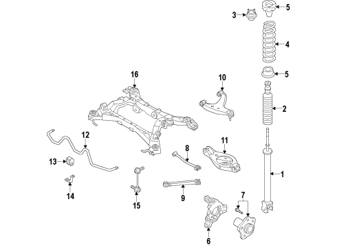 2020 Infiniti QX60 Rear Suspension, Lower Control Arm, Upper Control Arm, Ride Control, Stabilizer Bar, Suspension Components Diagram 5