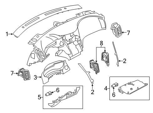 2020 Infiniti Q60 Cluster & Switches, Instrument Panel Diagram 3