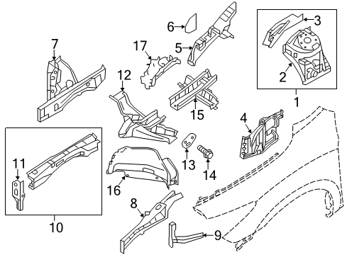 2020 Infiniti QX60 Structural Components & Rails Diagram