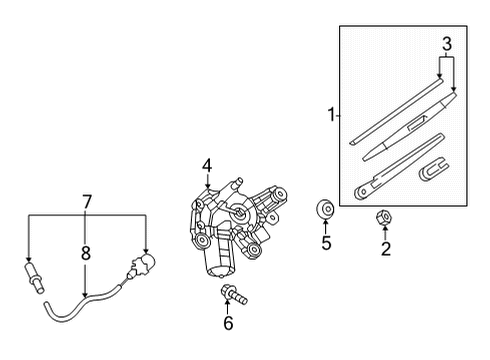 2022 Infiniti QX60 Motor Assy-Rear Window Wiper Diagram for 28710-6RR0A