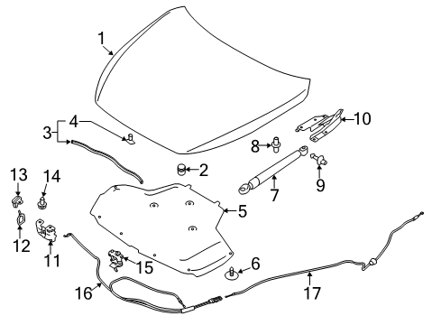 2022 Infiniti Q50 STAY ASSY-HOOD,LH Diagram for 65471-4GA2A