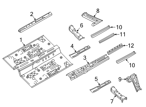 2020 Infiniti QX50 Pillars, Rocker & Floor - Floor & Rails Diagram