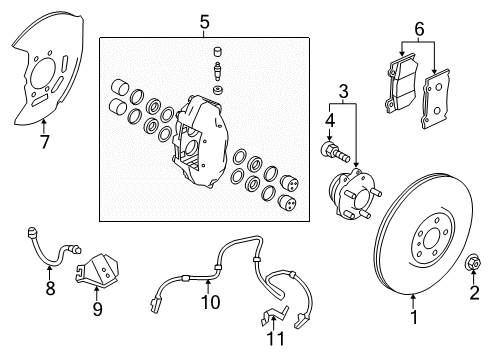 2022 Infiniti Q50 Brake Components Diagram 1