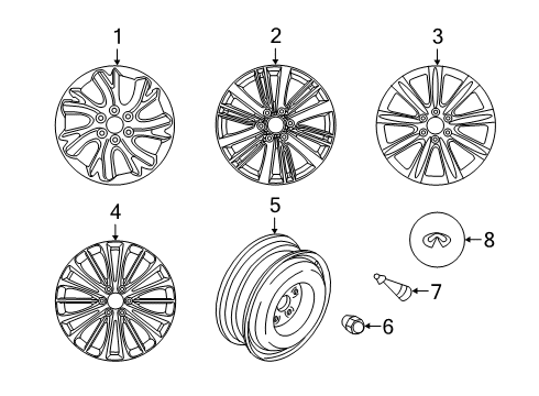 2021 Infiniti QX80 Wheels, Covers & Trim Diagram