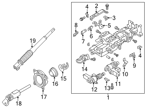 2014 Infiniti QX80 JOINT ASSY-STEERING COLUMN,LOWER Diagram for 48080-1ZR0B