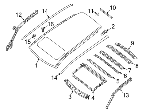 2020 Infiniti QX60 Roof & Components, Exterior Trim Diagram 2