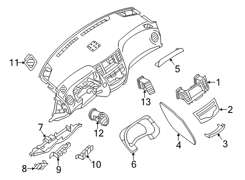 2020 Infiniti QX60 Cluster & Switches, Instrument Panel Diagram 3