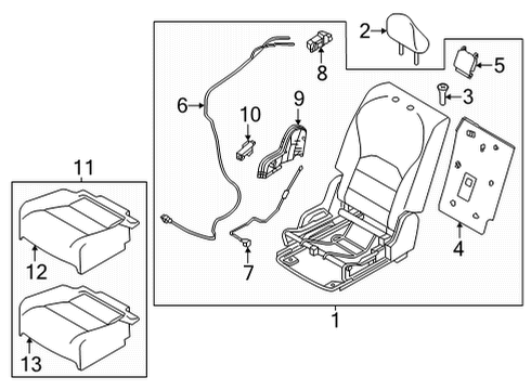 2023 Infiniti QX55 Rear Seat Components Diagram 1