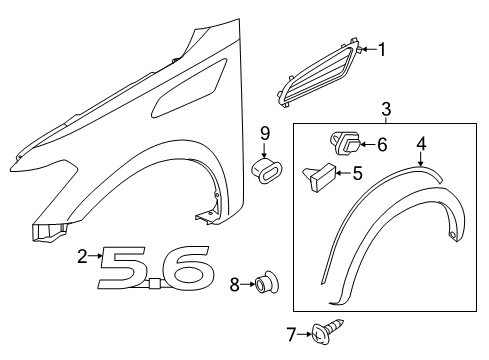 2022 Infiniti QX80 Exterior Trim - Fender Diagram