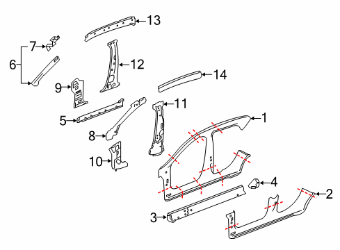 2017 Infiniti QX30 Bracket-Front Piller Inner,RH Diagram for G62A4-5DAMA