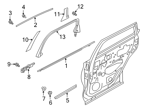 2021 Infiniti QX50 Exterior Trim - Rear Door Diagram