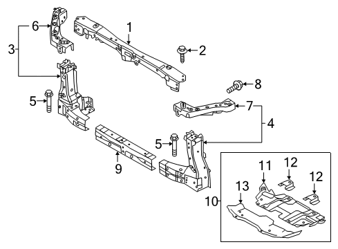 2021 Infiniti QX80 Radiator Support, Splash Shields Diagram